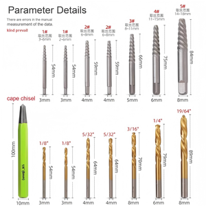 Spiral Flute Extractor Set 1/4 In Metric Damaged Screw <b>Remover</b> <b>Tool</b> Kit - Product Image 3