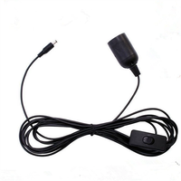 High Quality DC 5521+303 Switch+E27 Lamp Holder Wire 5M for E27 Light Bulb