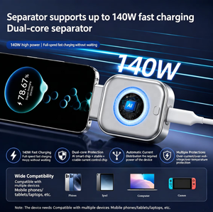 Adattatore di ricarica intelligente AI da 140W con spegnimento automatico, caricatore rapido <span class=keywords><strong>USB</strong></span>-C con disconnessione AI a carica completa per telefono e altri dispositivi - Product Image 2