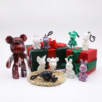 Artecho Nouveau Porte-clés Ours en Vinyle Noir Créatif DIY, Figurines Mignonnes de Lapins et Animaux, Jouets à Peindre, Porte-clés Ours Fluide