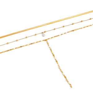 Collier pendentif goutte d'eau multicouche en acier inoxydable doré pour femme, bijoux de fête - Product Image 5