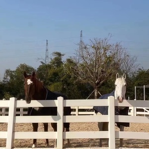 3轨白色聚氯乙烯马围栏耐腐蚀室外牧场边界板，用于牲畜保护马围栏农场 - Product Image 4