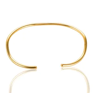 MSX Fine Jewelry 18K Gold Plated Adjustable Stackable Minimalist Wire Cuff Bangle Stainless Steel Cuff Bangle bracelet