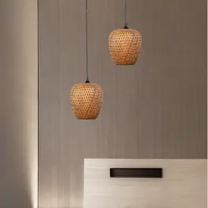 China Creative Round Natural Light Modern Chandelier Rattan Art Chandelier Led Bamboo Pendant Light