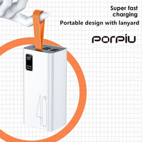 PORPIU Grande Capacité Portable 40000Mah Power Bank PD22.5W Charge Rapide 20W Sortie LED Affichage Poignée Power Banks