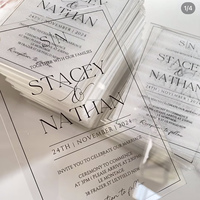 Carte d'invitation personnalisée en acrylique transparent avec estampage à chaud or et impression sérigraphique pour la remise des diplômes, les anniversaires, la Saint-Valentin, Pâques