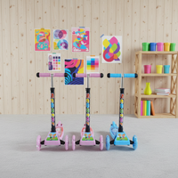 Trottinette pour enfants à prix réduit, pliable, réglable en hauteur, design enfantin, 3 roues, avec 3 roues clignotantes, certifiée CE EN71