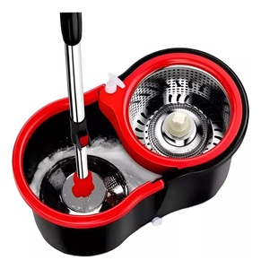2 Mopas de <span class=keywords><strong>Microfibra</strong></span> de Acero con Trapeador, Escurridor de Piso, Cabezal Giratorio Centrífugo 360, Cubo de <span class=keywords><strong>Mopa</strong></span> 360, Ruedas de Acero y Soportes - Product Image 1