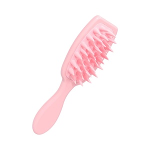 Women's Fashion Home <b>Silicone</b> Hair Shampoo Comb Long Handle Soft Plastic Teeth Waterproof <b>Scalp</b> Cleaning Scratch <b>Massage</b> - Product Image 1