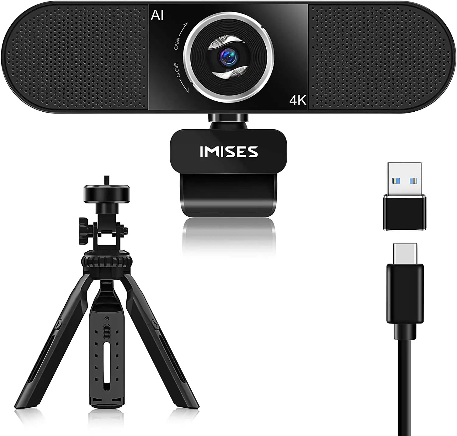 3-in-1 Webcam - UHD 4K Video Conference Camera with AI-Powered Auto Framing & Autofocus, Noise Reduction Computer Camera, Lens