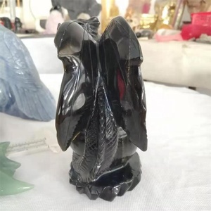 Talla de Dragón Volador en Piedra de Obsidiana Dorada Natural para Decoración - Product Image 5