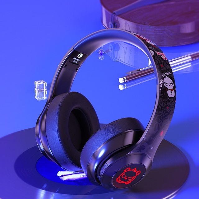 New BH10 Wireless Bt 5.0 Headset HiFi Stereo Music Foldable LED Cartoon Headset Wired Gaming Headset