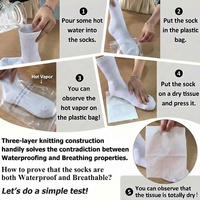 Chaussettes blanches hautes jusqu'au genou 100% imperméables, membrane technique 3 couches respirante, tube long pour la randonnée, le trekking, la course à pied, le cyclisme