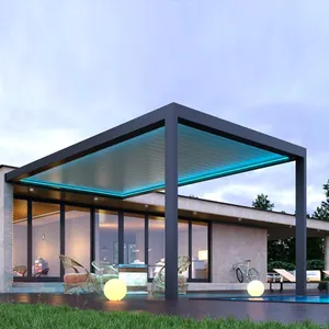 Высокое качество, современный наружный металлический балкон, биологическая беседка с выдвижной алюминиевой электрической водонепроницаемой крышкой - Product Image 1