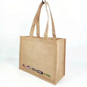 エコリサイクル再利用可能なジュート黄麻布メーカートートバッグカスタムロゴ新しいスタイルのジュートトートショッピングバッグ
