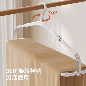 Extendable Clothes Drying Rack <b>White</b> 39 62.5Cm Double Rod Ventilation Fast Drying <b>Hook</b> Type For Balcony Dormitory - Product Image 3