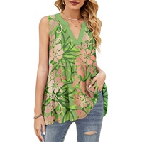 Meilleures ventes : Blouse en mousseline pour femme, sans manches, style polynésien, samoan et hawaïen, à imprimé hibiscus, confortable, pour fêtes de plage