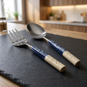 Cuillère et fourchette de service pour salade de qualité restaurant, ustensiles en acier inoxydable pour service buffet, hôtels, restauration et cuisine commerciale - Product Image 2