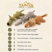 Jouet à mâcher pour chien en peluche de velours de maïs, motif dessin animé mignon, avec couineur, interactif, pour le nettoyage des dents, pour chiens de petite/moyenne taille, 3 styles animaux