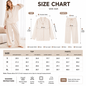 OEKO-TEX Cotton <b>Manufacturer</b> Women's Striped <b>Pajama</b> Set Button Down Long Sleeve Sleepwear OEM Private Label Low MOQ Wholesale - Product Image 2