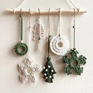 Ornamenti natalizi macramè appesi da parete Set di ornamenti natalizi decorazione bohémien regalo di <span class=keywords><strong>natale</strong></span> fatto a mano - Product Image 1