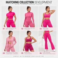 Ensemble de sport deux pièces pour femme : Crop top court à manches courtes entièrement zippé et legging de yoga taille haute avec détails de coutures