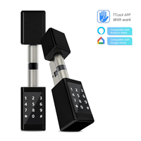 Cerradura Inteligente TTLock con Cilindro Europeo de Seguridad, Huella Dactilar, Tarjeta, Código Digital, Eléctrica, con APP/Wi-Fi, IP65, para Puerta de Madera, con Tarjeta de Memoria