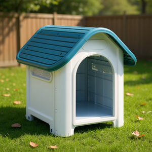 Casa para Perros de Plástico Azul, 23.2x29.5x26 Pulgadas, Refugio Moderno para Mascotas al Aire Libre, para Razas Medianas, Uso en Todas las Estaciones - Product Image 2