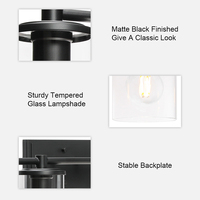 Appliques murales modernes ETL en fer noir, luminaire d'intérieur à 4 têtes pour salle de bain avec abat-jour en verre