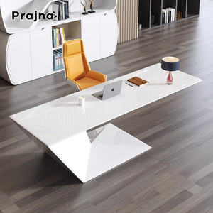 Mesa en Manager Boss CEO Manager Escritorio en forma de L Mesa de oficina ejecutiva de madera blanca para muebles de oficina - Product Image 3