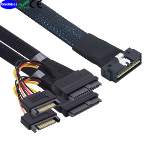 Câble Ethernet SFF-8654 8I 74P2SFF-8639 U.2, fil plaqué argent, câble adaptateur d'interface SAS, noir - Product Image 3