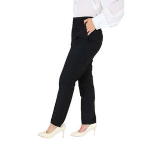 Pantalon pour femmes, noir, coupe slim, pantalon de travail, taille haute, tissu extensible, vêtements de bureau - Product Image 2