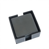 8 pièces de sous-verres carrés modernes en ardoise noire naturelle écologique, marque Home Mate, Noël