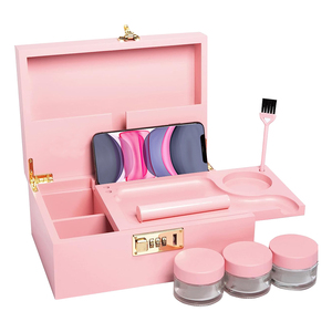 pink customize LOGO smoking case accessories nature bamboo wooden smoking herb stash box with jars lock combo kit