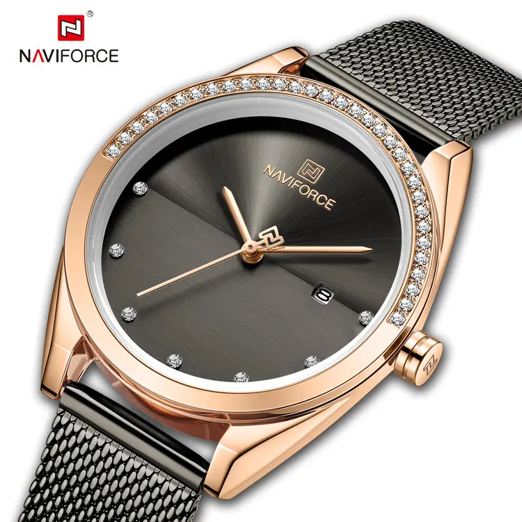 NAVIFORCE new 5015 RGB women watches Stainless Steel Mesh Quartz watch for ladies 2020