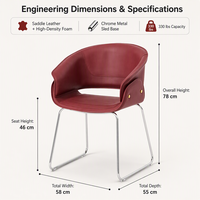 Chaise de salle à manger rembourrée avec dossier incurvé et base en métal rouge pour salle à manger et cuisine