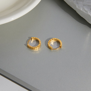 Hoop Earrings Geometric Stainless Steel Gold Tone Everyday Wear Women's Jewelry - Product Image 4