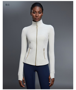 Giacca Yoga oro cerniera <span class=keywords><strong>donna</strong></span> Slim Fit a maniche lunghe antivento Yoga Fitness dimagrante giacca aderente per sport all'aria aperta - Product Image 2
