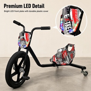 Tricycle à roulettes pour enfants Ride On Kids, voiture à roulettes à grandes roues, pneu avant gonflable de 16 pouces, roues en PU lumineuses, cadre réglable, siège en plastique, pédale - Product Image 3