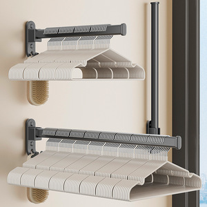 ราวแขวนเสื้อผ้าติดผนังแบบพับได้สำหรับระเบียงใช้ในครัวเรือนรูปทรงสี่เหลี่ยมผืนผ้าไม่ต้องเจาะ - Product Image 6