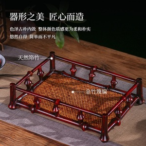 Bamboo <b>Tea</b> <b>Tray</b> Lacquered Composite Chinese Antique Style Storage <b>Tray</b> For <b>Tea</b> Set Serving Scholar Use - Product Image 4