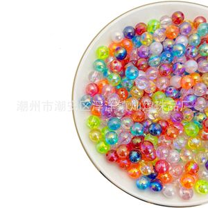 Chaozhou Acrylic Round <b>Beads</b> Mixed Color Ab Iridescent Straight Hole For Bracelet Making 8mm - Product Image 5