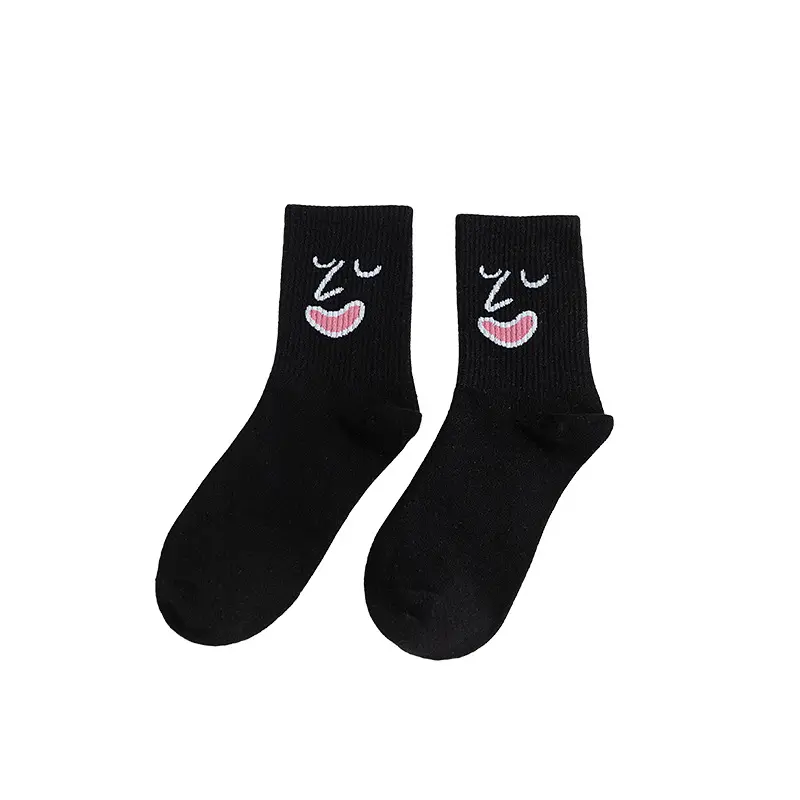 Autumn and Winter High Top Mid Socks Korean Version Couple Jacquard Hip Hop Expression ins Cartoon Socks