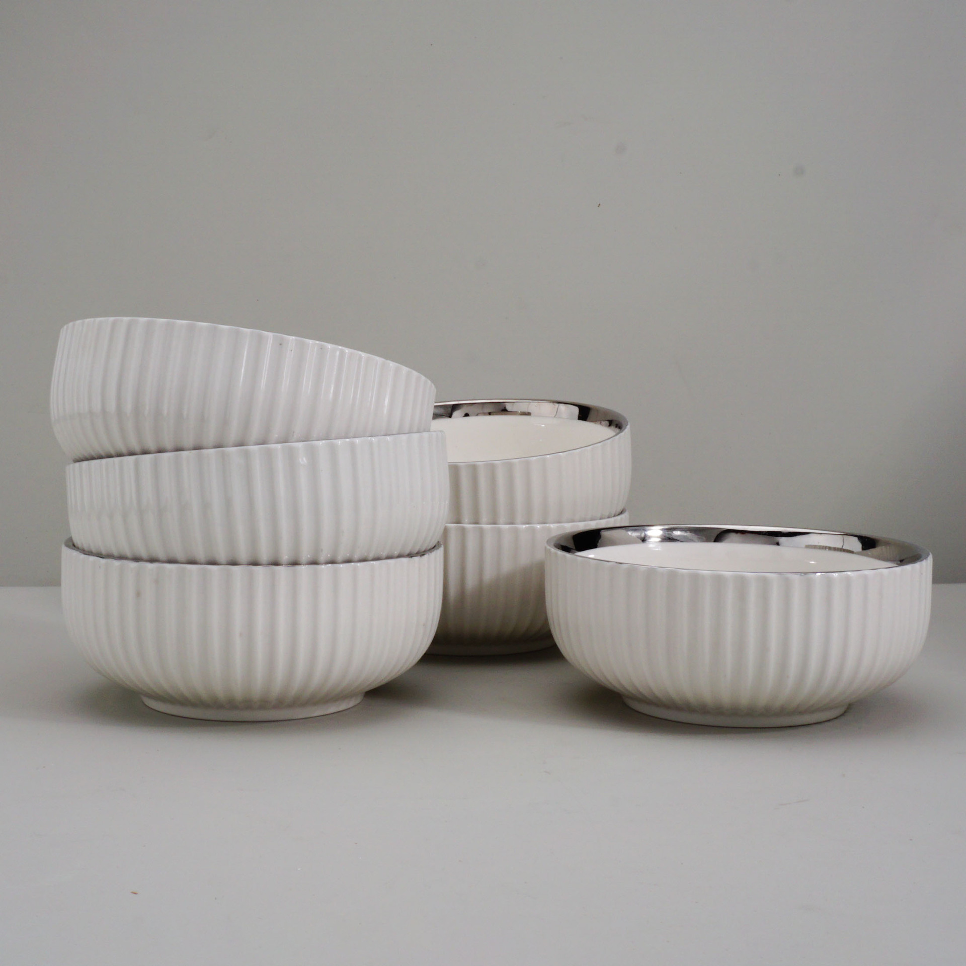 White silver-6pcs 5.5inch bowl