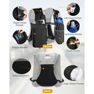 กระเป๋าโทรศัพท์แบบพกพาผ้าโพลีเอสเตอร์กันน้ำ สายรัดอกแบบปรับได้สำหรับวิ่ง สะท้อนแสง ใช้เป็นกระเป๋าเป้สะพายหลังสำหรับเดินป่า ปั่นจักรยาน วิ่งจ๊อกกิ้ง - Product Image 3