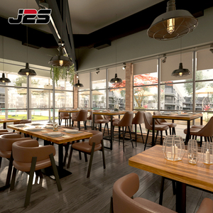 Juego de Muebles Duraderos para Restaurante Chino Comercial J2S, Mesa de Madera Maciza, Silla de Cuero Marrón, para Hotel, Bistro, Cafetería - Product Image 2