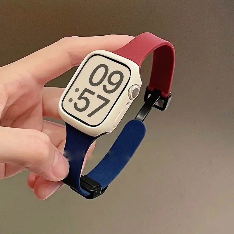 Farb block Silikon gehäuse Armband für Apple Watch Band 44mm 40mm 45mm 41 49mm 42 38 Armband für iWatch Ultra Serie 8 SE 7 6 5 4