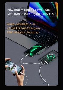 Venta al por mayor 2 1 5000mAh PD 20W 15W banco de energía inalámbrico para <span class=keywords><strong>iPhone</strong></span> ABS batería de polímero de litio banco de energía impermeable magnético - Product Image 4
