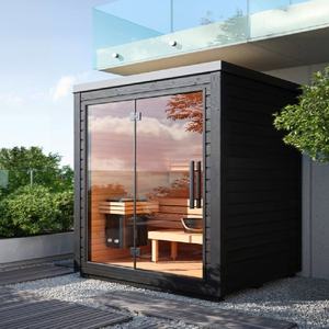 مصنع توريد ساونا خارجية 2-4 أشخاص عائلة تقليدية ساونا بخار شوكران/منتجع أرز أحمر - Product Image 1