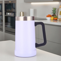 Tasse à bière 24oz Grip Original en acier inoxydable tasse de bière sous vide avec poignée et couvercle gobelet logo personnalisé Vente en gros